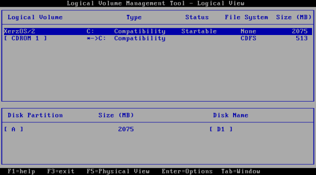 Successfully created a bootable ~2GB volume for OS/2