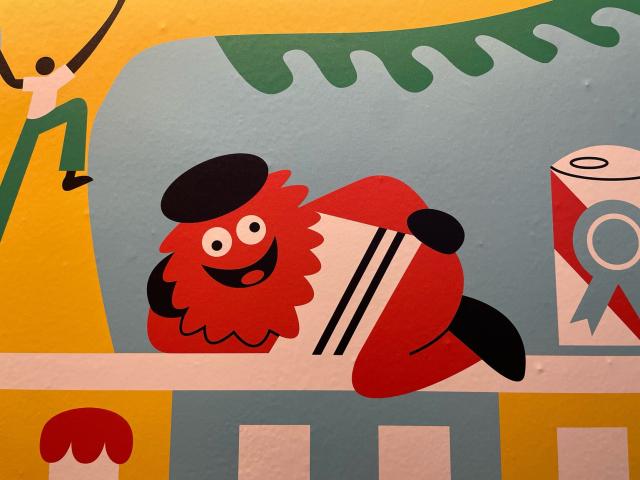 A cartoon Gritty doing, frankly, a VERY sexy pose