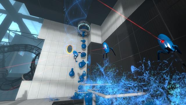 Portal 2, turrets getting washed away
