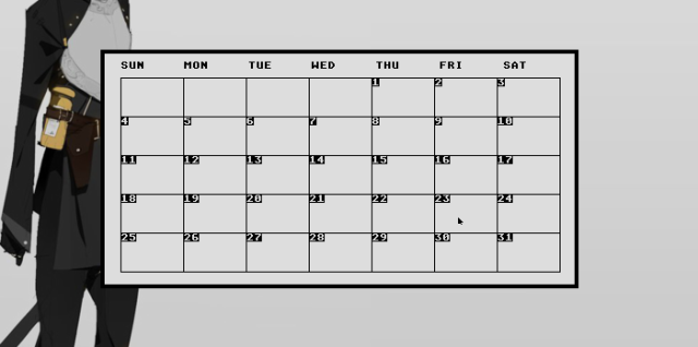 A simple calendar interface.