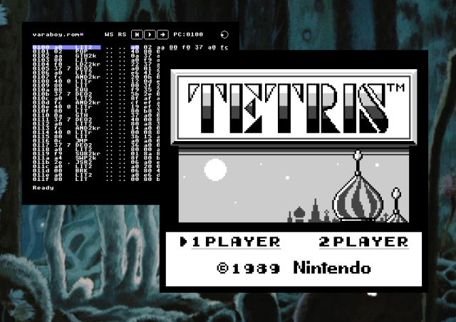 Tetris splash screen running in uxn emuator