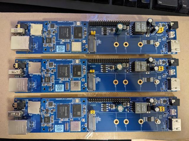 Three Pine64 SOQUARTZ blades.