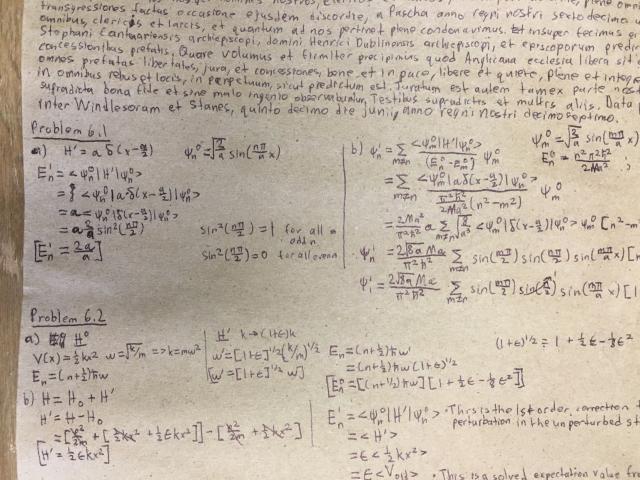 Another closeup of the homework problems.