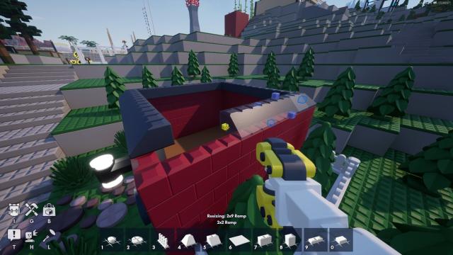 Building a house with what looks clearly like LEGO