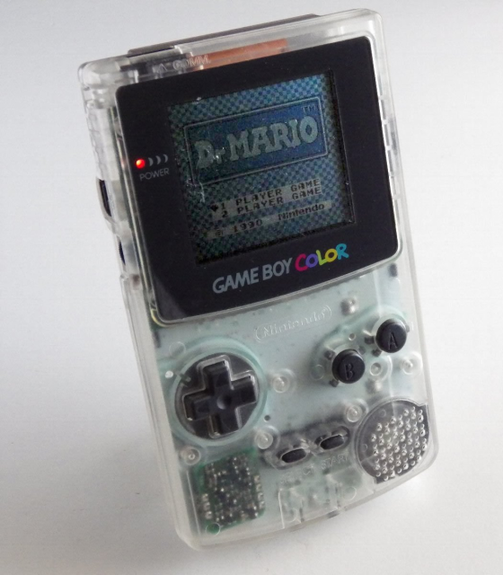 Transparent Game Boy Pocket with Dr. Mario