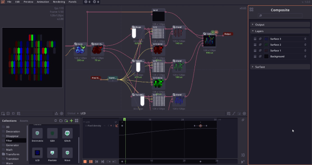 A screenshot of pixel composer featuring the node UI.