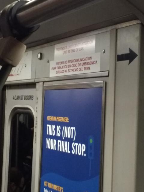 Ad on the T saying "This is (not) your final stop"