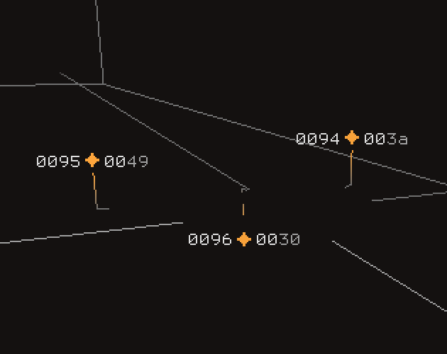 Screenshot of a graphical window showing a star chart in an aliased style.