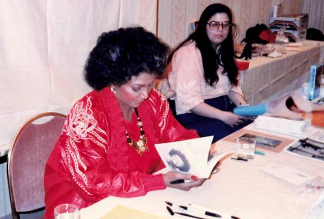 Nichelle Nichols signing autographs at a Creation Convention in Houston in the early 1980s