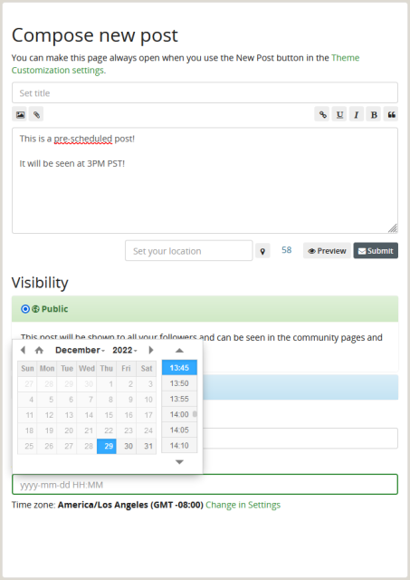 Compose new post: schedule message
