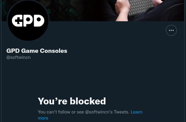 Showing GamingOnLinux being blocked by GPD on Twitter