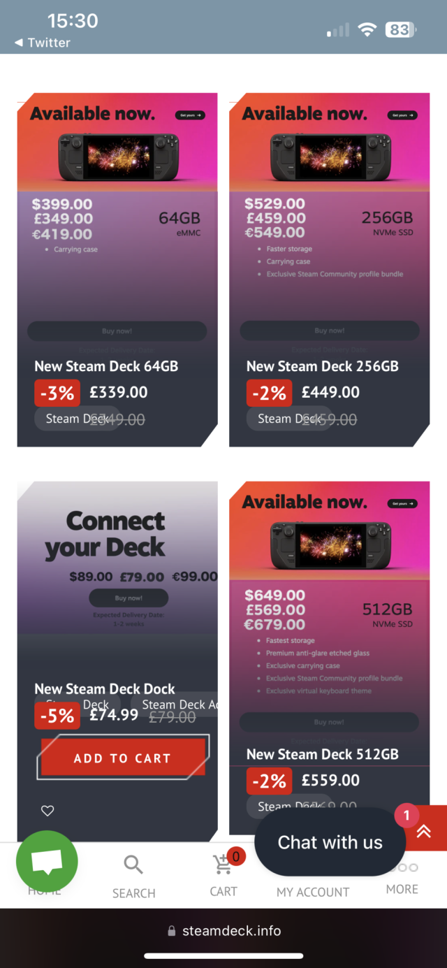 Discounted Steam Decks, clearly not legit lol