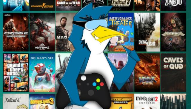 GamingOnLinux logo above a bunch of random game logos