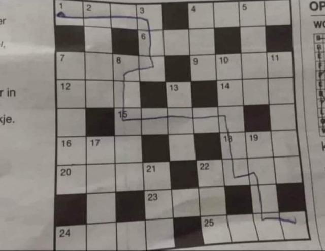 A crossword puzzle that is being used as a maze