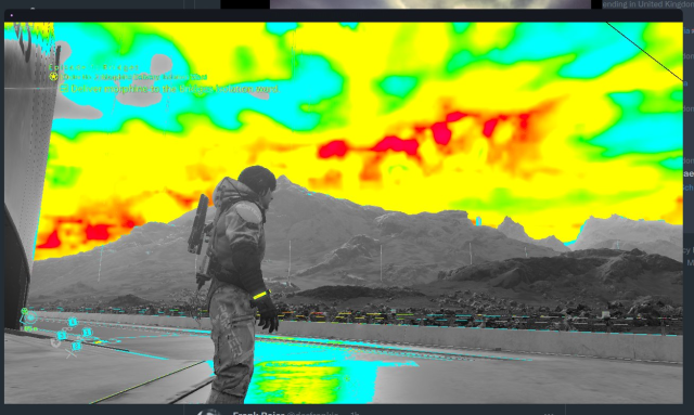 Heatmap of HDR in Death Stranding facing the sun