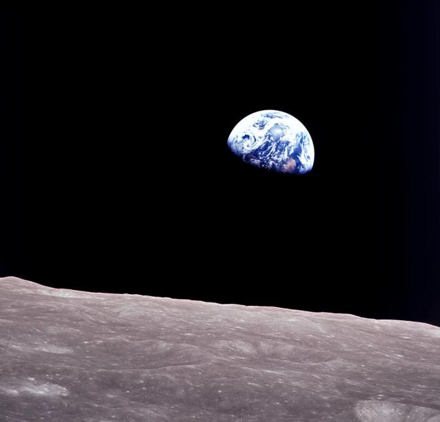 Taken aboard Apollo 8 by Bill Anders, this iconic picture shows Earth peeking out from beyond the lunar surface as the first crewed spacecraft circumnavigated the Moon, with astronauts Anders, Frank Borman, and Jim Lovell aboard.

Image Credit: NASA