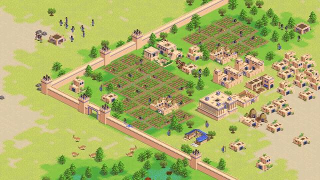 Pixel-art RTS game TFC: The Fertile Crescent screenshot showing a walled city
