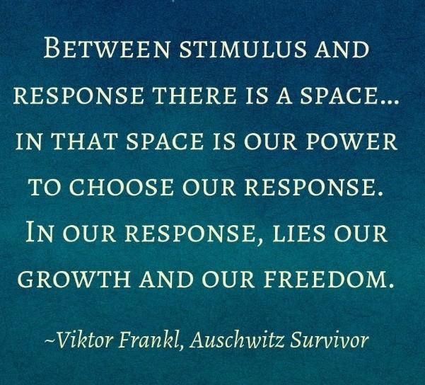 Viktor Frankl on finding the space between stimulus and response.