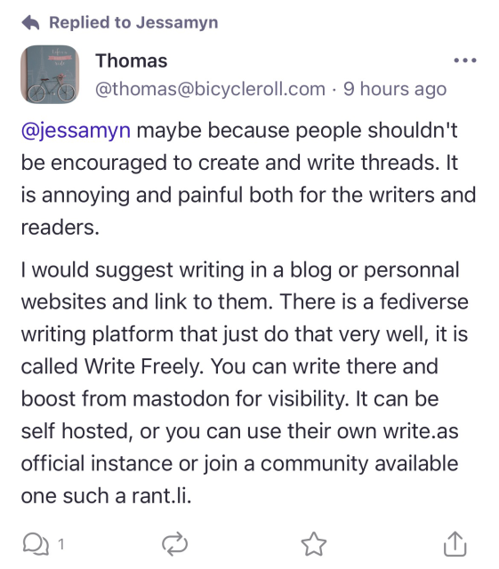 Guy bashing the idea of mastodon threads 