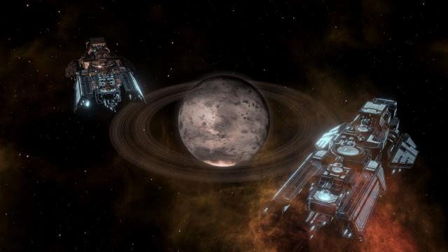 Showing a cloaked and uncloaked ship in Stellaris - credit: paradox