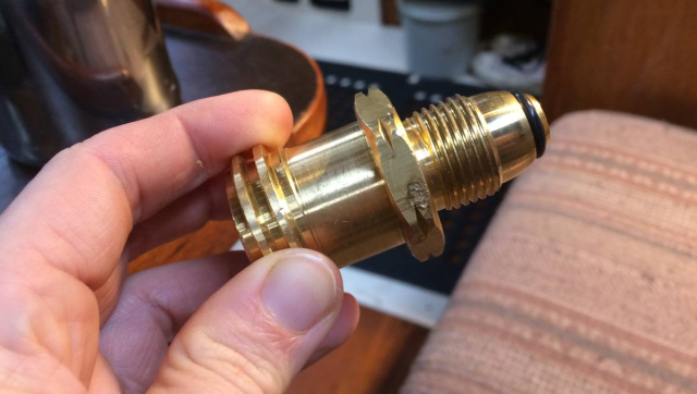 a brass LPG male QCC adapter for male POL