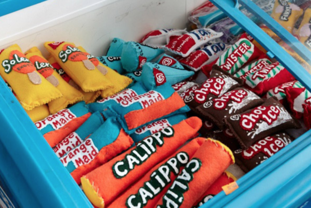 A supermarket art installation...filled with felt ice lollies and ice creams