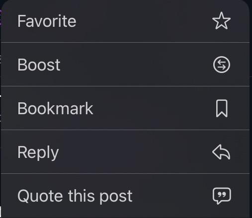 Favorite, Boost, Bookmark, Quite this post