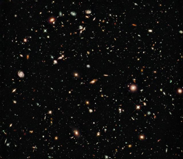 Lots of dots etc of light that are galaxies. Not sure how to describe it