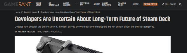 "Developers Are Uncertain About Long-Term Future of Steam Deck"

Referencing PCGamesN, who removed their article, after I told them they're using the wrong data.