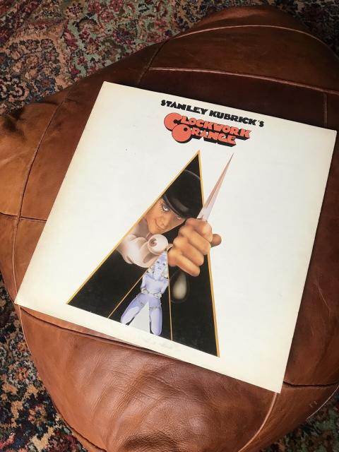 Clockwork Orange soundtrack album laying on an ottoman. 