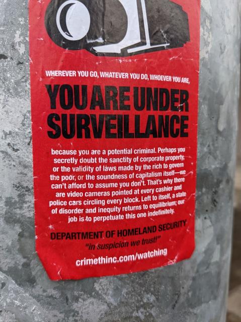 Crimethinc "you are under surveillance" sticker