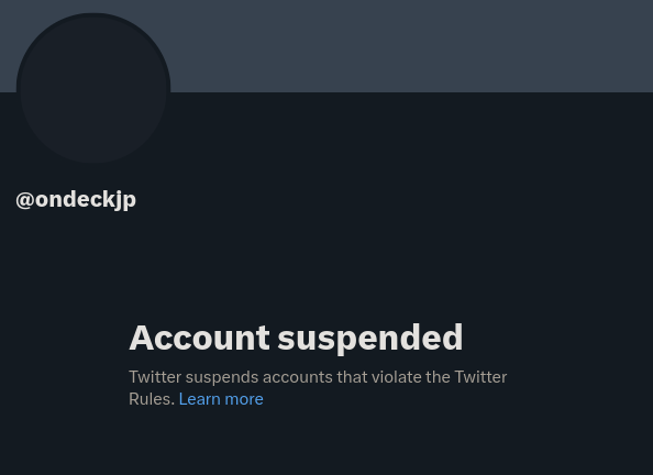 ondeckjp official Japanese steam deck account suspended by Twitter