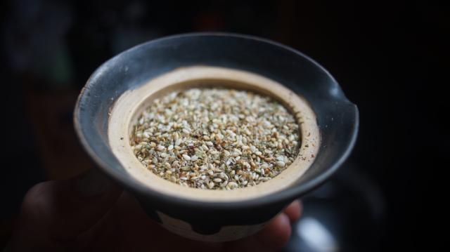 Home made za'atar spices in a teacup