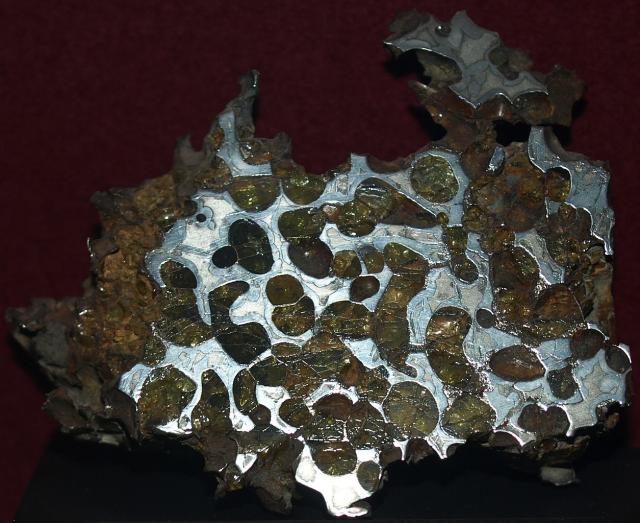 A small etched part of the Krasnojarsk Meteorite shown to Pallas in 1772 by Medvedev. On display at the Naturhistorisches Museum, Vienna.