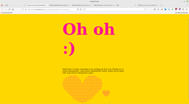 Error page on Rosa text: Hello there! It seems something is not working but that is ok. Perhaps try to Restart etherpad-lite: 'sudo service etherpad-lite restart' and/or see its status with 'sudo service etherpad-lite status' 
And lots of LoveLoveLov eLoveLoveloveLoveLoveLoveLove in the shape of two hearts.