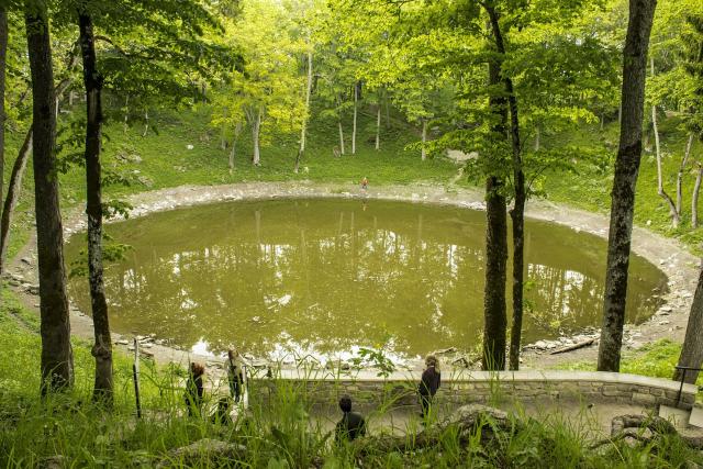 Kaali Impact Crater on the Estonian island of Saaremaa.

Estimates of its date range from 6,400 to 400 BCE.