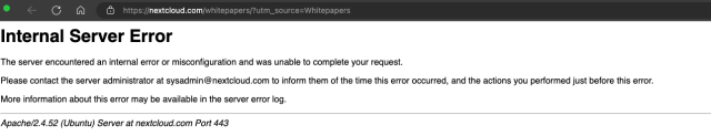 500 Internal server error :-(