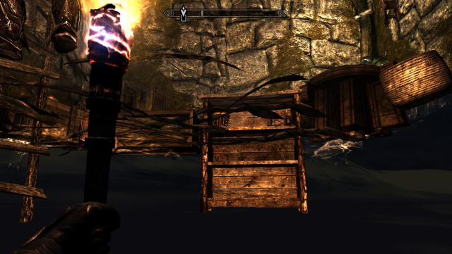 The table in Skyrim seem from below the ground, it's actually a shelve but buried to look like a table.