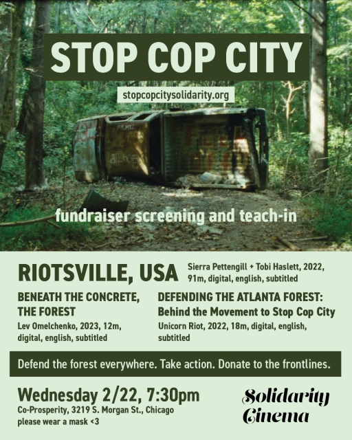 Flyer for Stop Cop City event in Chicago