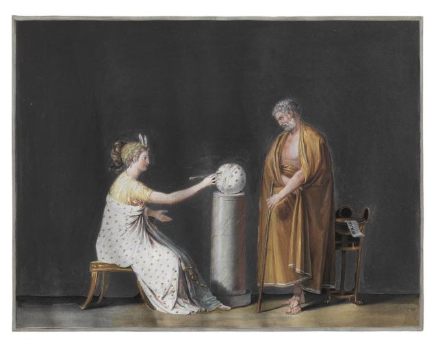 "Urania, the Muse of Astronomy Reveals to Thales the Secrets of the Skies" by Antonio Canova. (1798/1799)

Antonio Canova, Public domain, via Wikimedia Commons. 