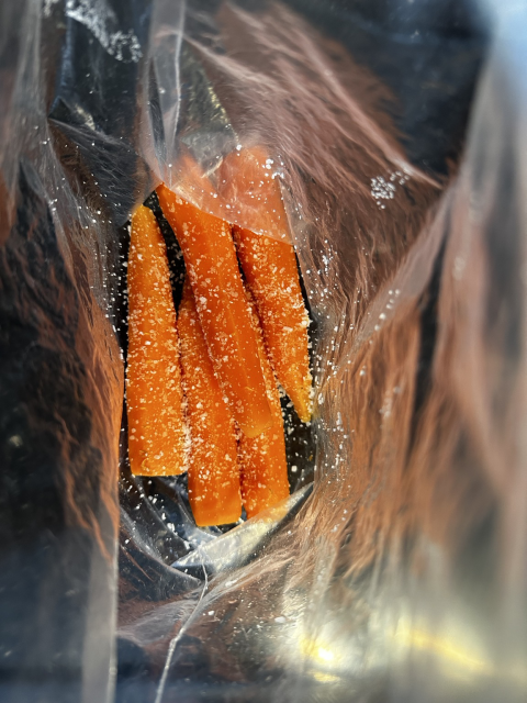 Peeled carrots, salted, in a bag