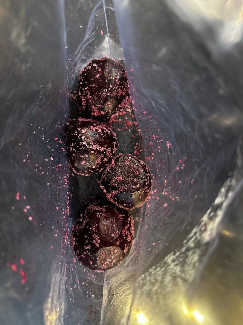 Peeled beets, salted, in a bag