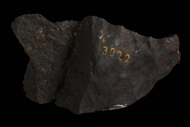 Photograph of the Barratta Meteorite, it was found between 1845 and 1889 near Barratta Station, Australia.

Photographer: Rodney Start, Museums Victoria CC BY (Licensed as Attribution 4.0 International).