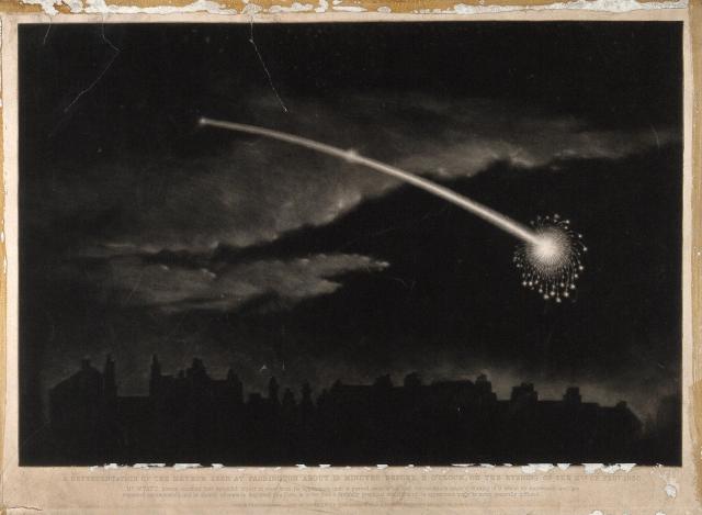 "A Meteor in the Night Sky over London" by Matthew Cotes Wyatt. (1850)
