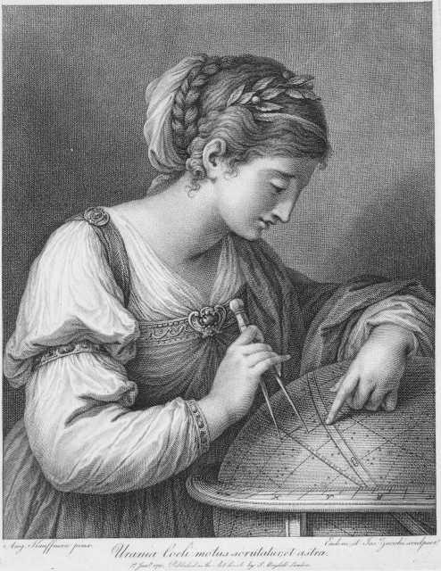 "Urania coeli motus scrutatur, et astra" (1781) by Giuseppe Zucchi, after Angelica Kauffman.