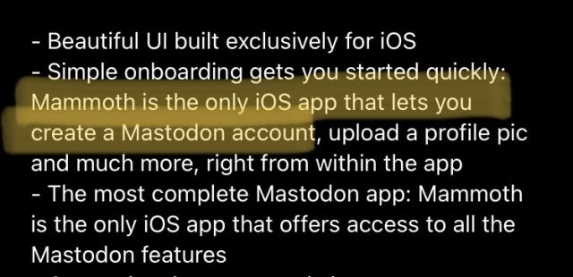 Mammoth is the only iOS app that lets you create a Mastodon account