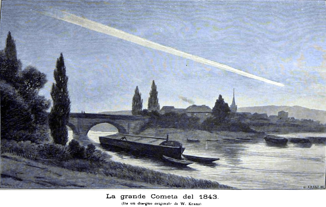 "The Great Comet of 1843" from "L'Universo Stellato" by Max Wilhelm Meyer (1900). This is an Italian version of a German edition published in 1898 under the title "Das Weltgebäude."