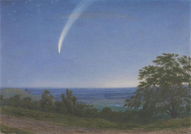 William Turner of Oxford, 1789–1862, British, Donati's Comet, between 1858 and 1859, Watercolor and gouache over graphite on moderately thick, slightly textured, cream wove paper, Yale Center for British Art, Paul Mellon Collection, B1975.4.1767.